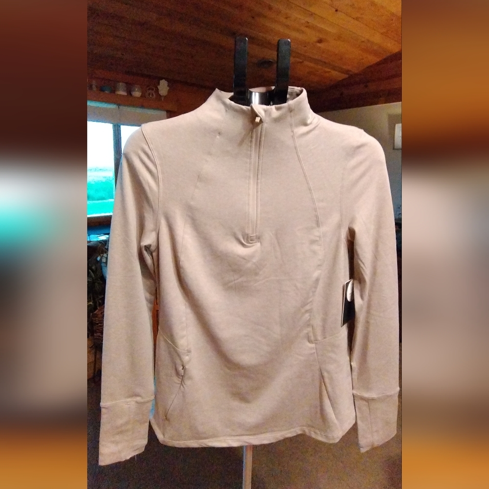 NWT Danskin Small Light Brown Half Zip.